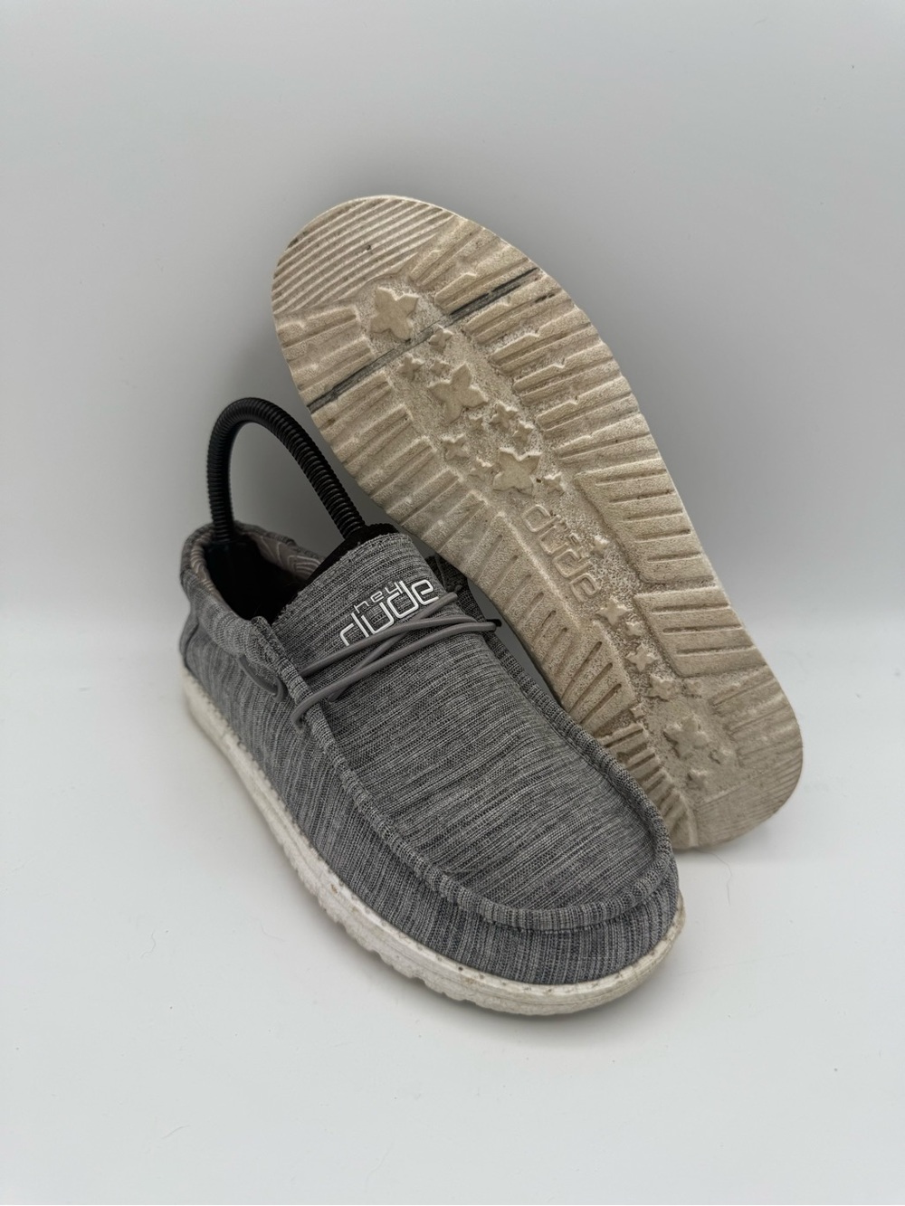 Youth Boys Hey Dude Wally Youth Linen Stone Gray White Slip-On Shoes Sz Y4-L5